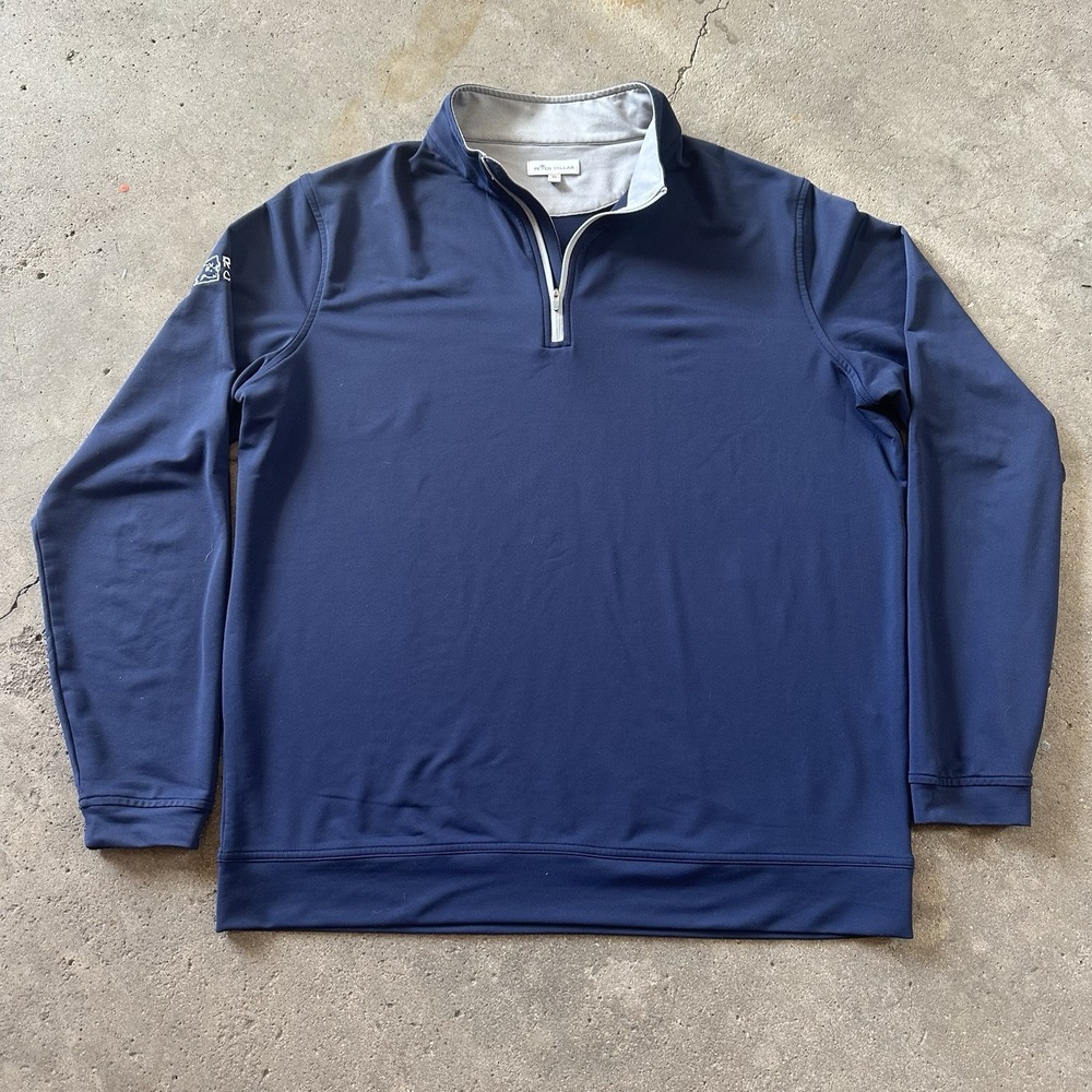 Peter Millar Perth Performance 1/4-Zip Pullover Blue Mens M‎ Stretch Preppy Golf